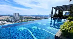 Outdoor swimming pool with lounge chairs